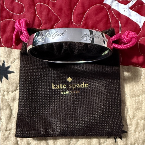 Kate Spade Shiny Silver Engraved Bangle - Picture 1 of 2